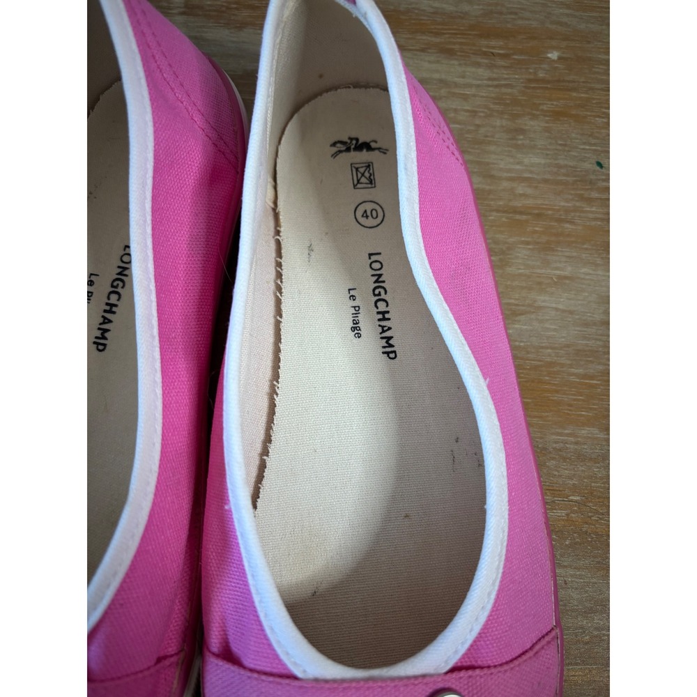 Longchamp Le Pliage Pink White Canvas Ballet Flats Slip On Shoes - Picture 7 of 9